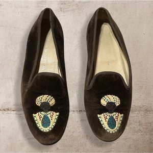 Stubbs & Wootton Brown African Velvet Slipper Loafers Sz 5.5 Made in Spain